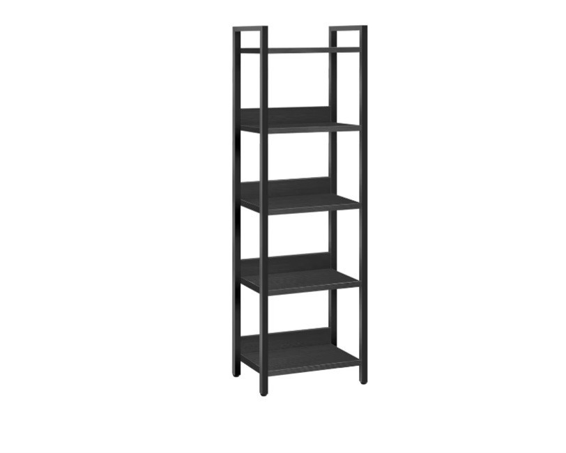 Black Engineered Wood Bookcase, 5 Shelves, Adjustable Feet, 51.6" x 13" x 9.5" gallery