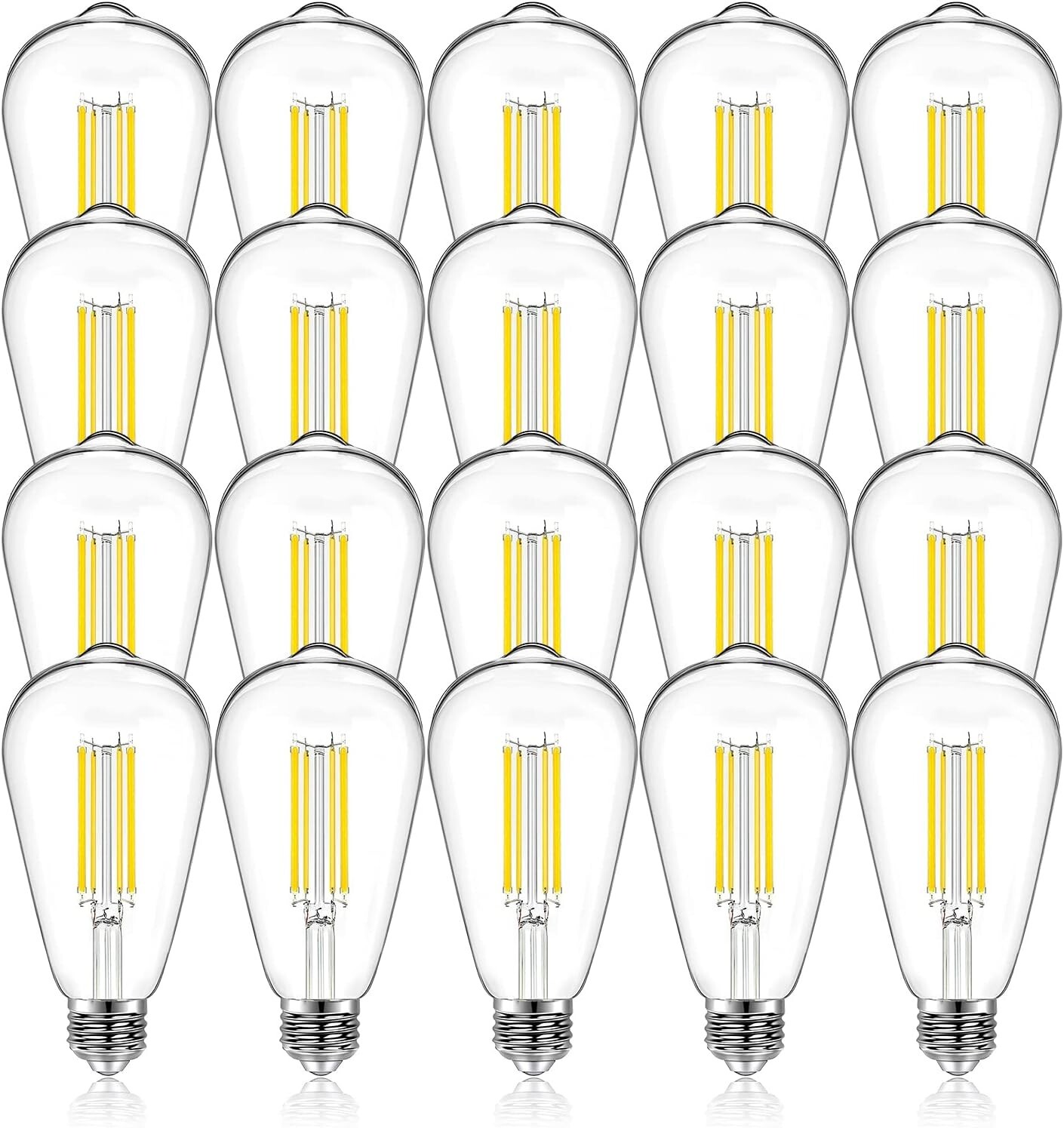 20 Pack Vintage LED Edison Bulbs, 60W Equivalent, ST58, E26, 2700K, 800LM gallery