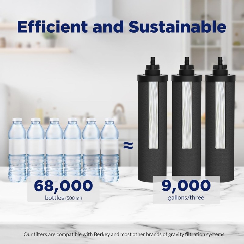 Gravity-fed Water Filter System, with 3 Filters, 2.25G Stainless-Steel gallery