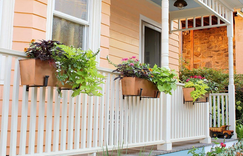 Plain Copper Window Flower Box Planter- Medium (23 1/4"L X 7 3/4"W X 7 1/2"H) gallery
