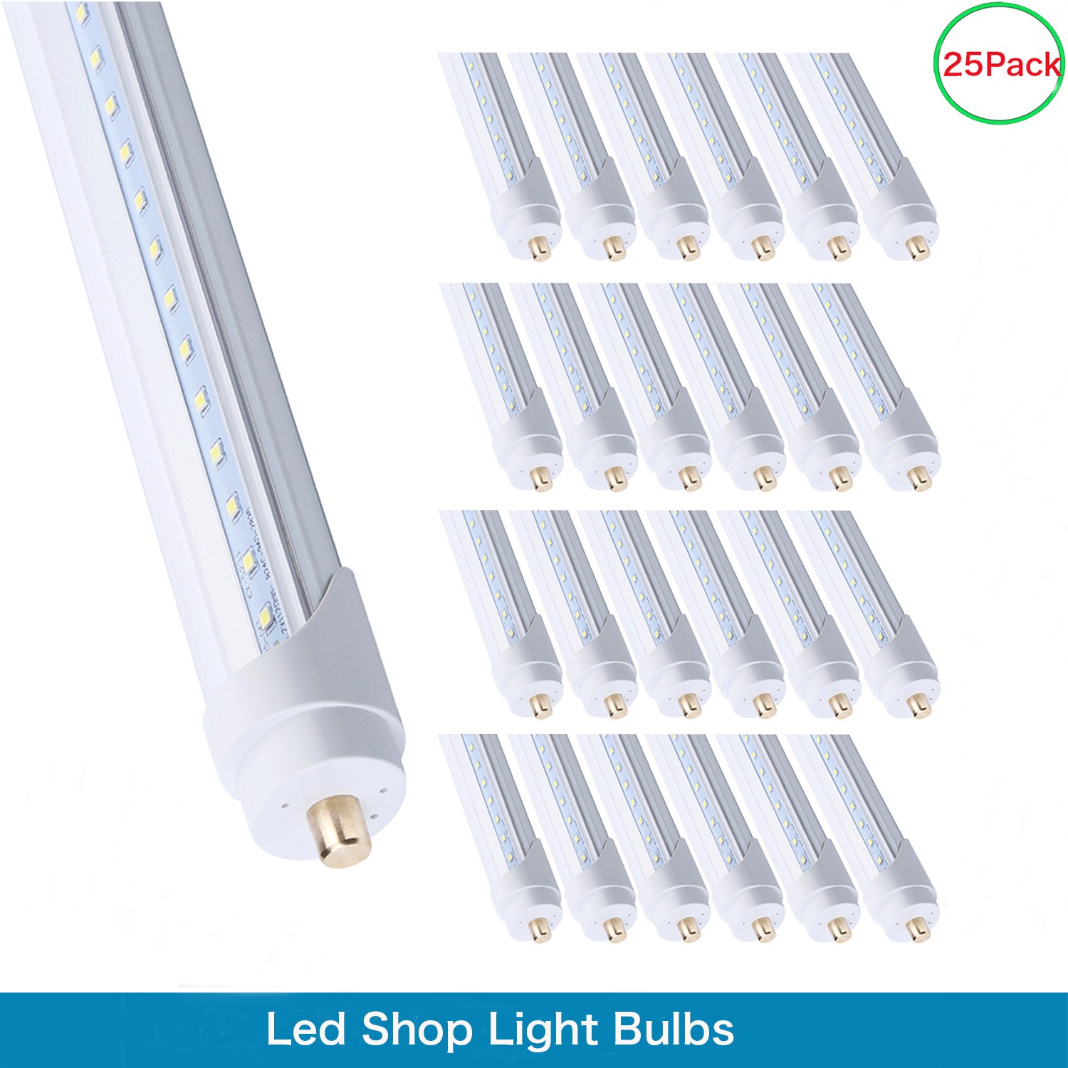 25 Pack 8FT Led Shop Light 45W Bulbs ,Led Tube Light FA8 T8 T12 Single Pin 6000K gallery