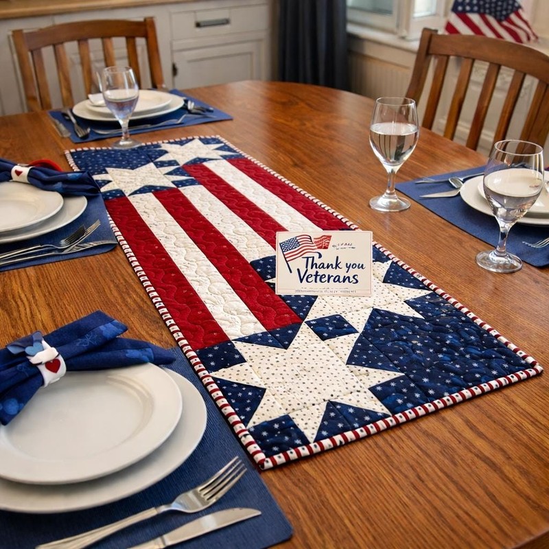 Patriotic Table Runner Pattern, American Flag Quilted Table Decor gallery