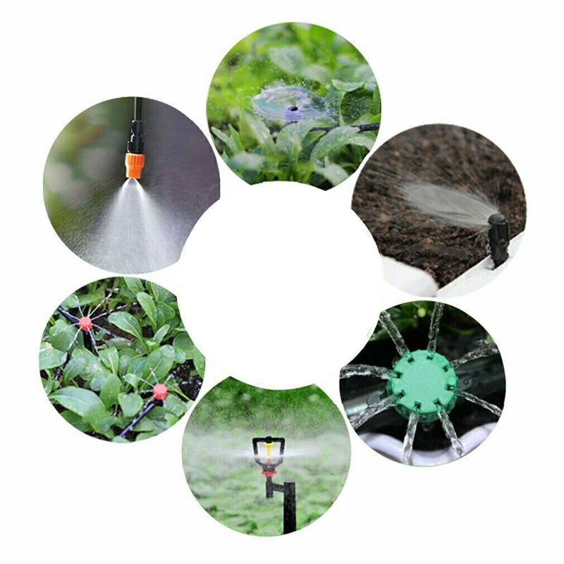 130ft Drip Irrigation System Plant Timer Self Garden Watering Hose Spray Kit USA gallery