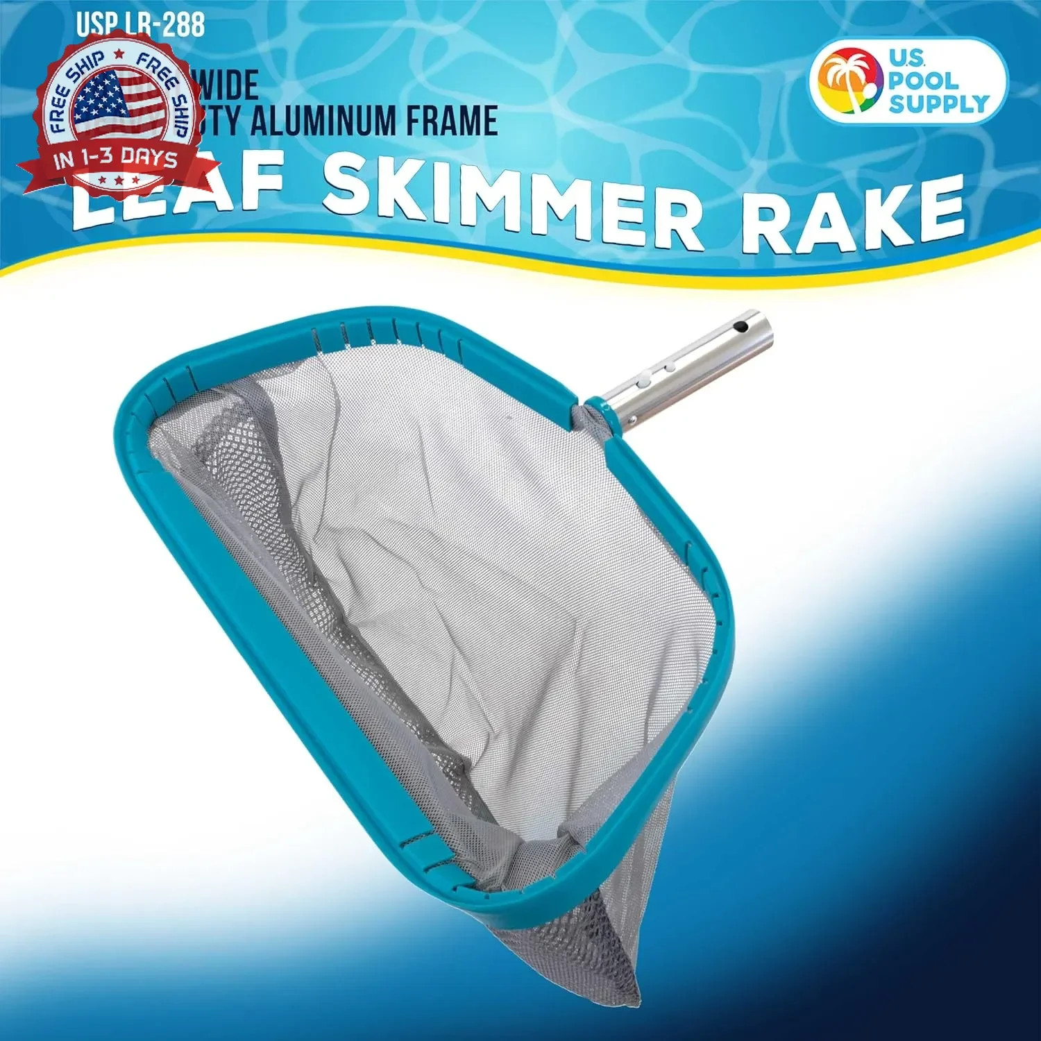 U.S. Pool Supply Pool Skimmer Net - Heavy Duty 18" Pool Net Skimmer Rake, Reinfo gallery