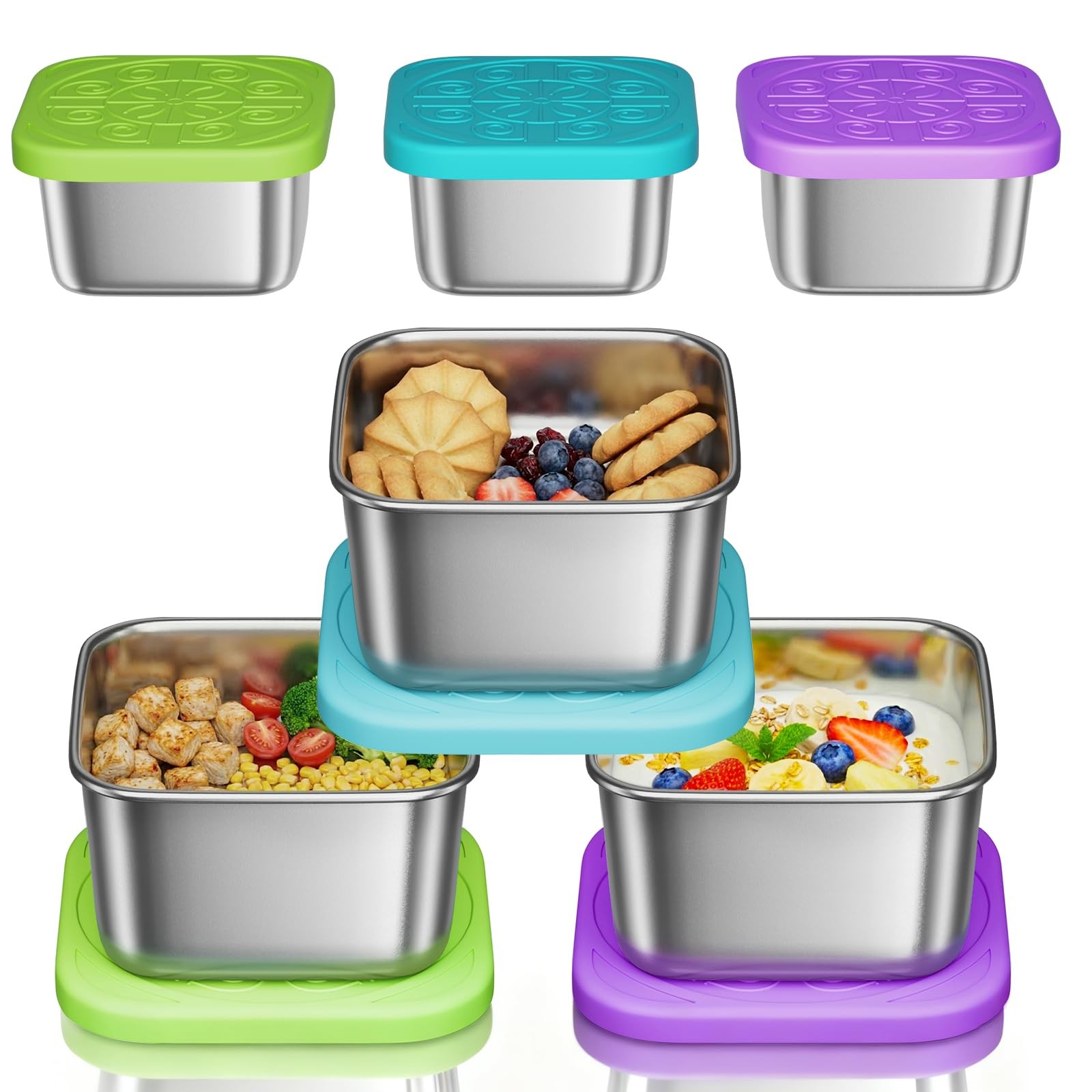 3 Pack 6oz Stainless Steel Snack Containers and 3 Pack 2oz Salad Dressing To ... gallery
