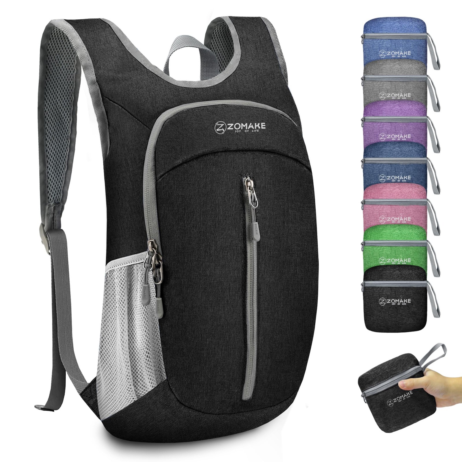 10L Ultra Lightweight Packable Backpack, Black, Water Resistant, Small, Hiking