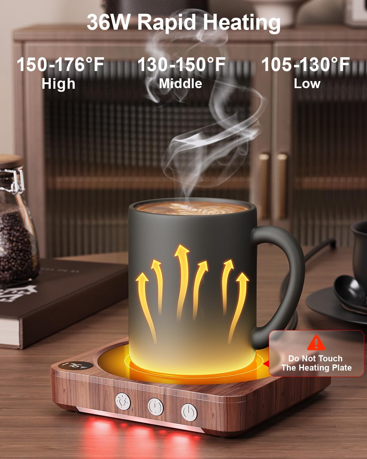 36W Coffee Mug Warmer for Desk with Temperature Display, 2-12Hrs Auto Shut Off, gallery