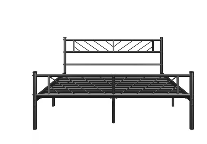 Metal Bed frame Queen Platform Bed with Arrow Design Headboard gallery
