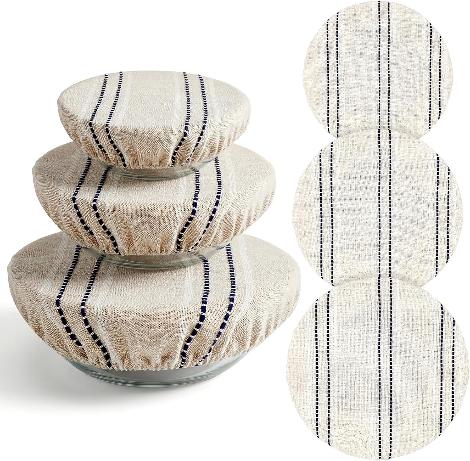 3Pcs Reusable Bowl Covers for Bread Proofing, 3 Size Linen Polyester Blend Bowl gallery