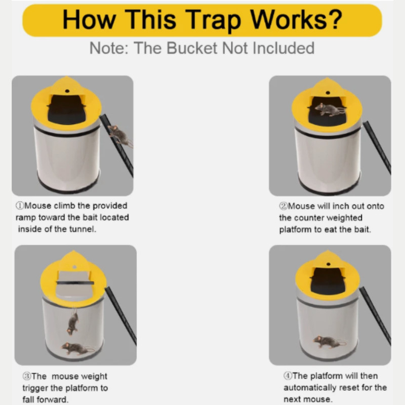 Mouse Rat Trap Flip & Slide Mouse Trap Bucket Catcher Mousetrap Slide Bucket Lid gallery
