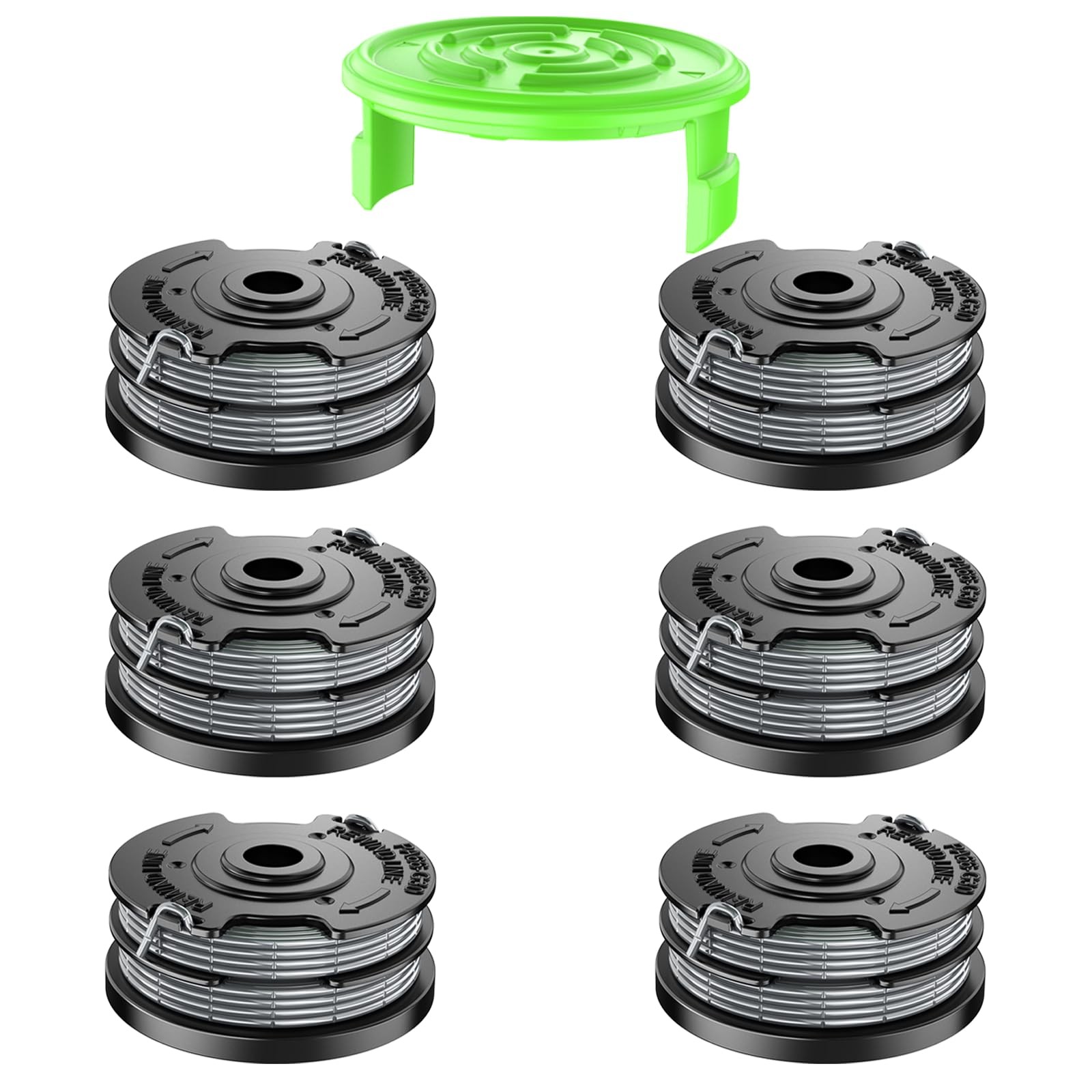 Chway 7 Pcs Dual Line String Trimmers Spools Compatible 6 Spools+1 Cap, Black gallery