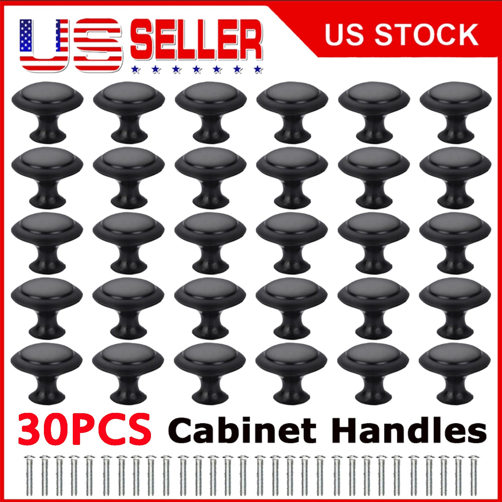 30 Pack Matte Black Kitchen Cabinet Knobs Round Drawer Pulls Stainless Steel gallery