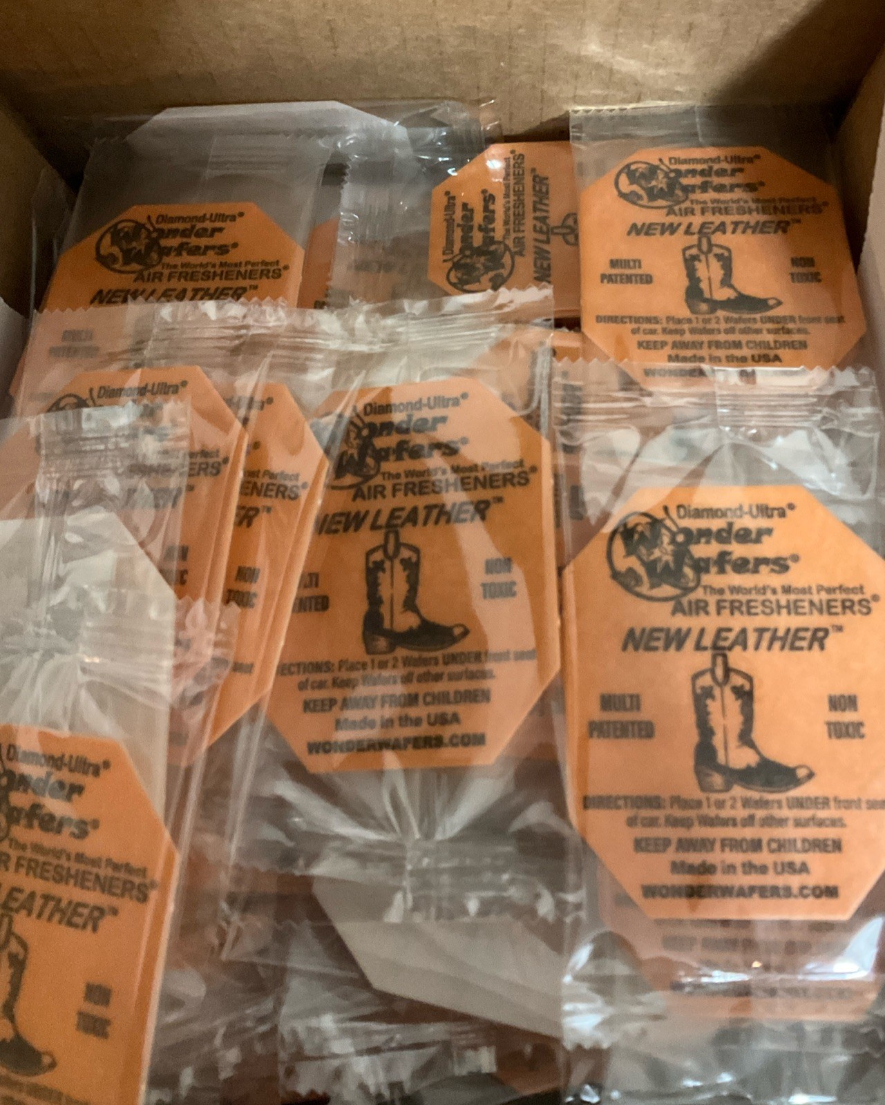 Wonder Wafers Individually Wrapped Car Room Freshener New Leather Scent 15 Ct gallery