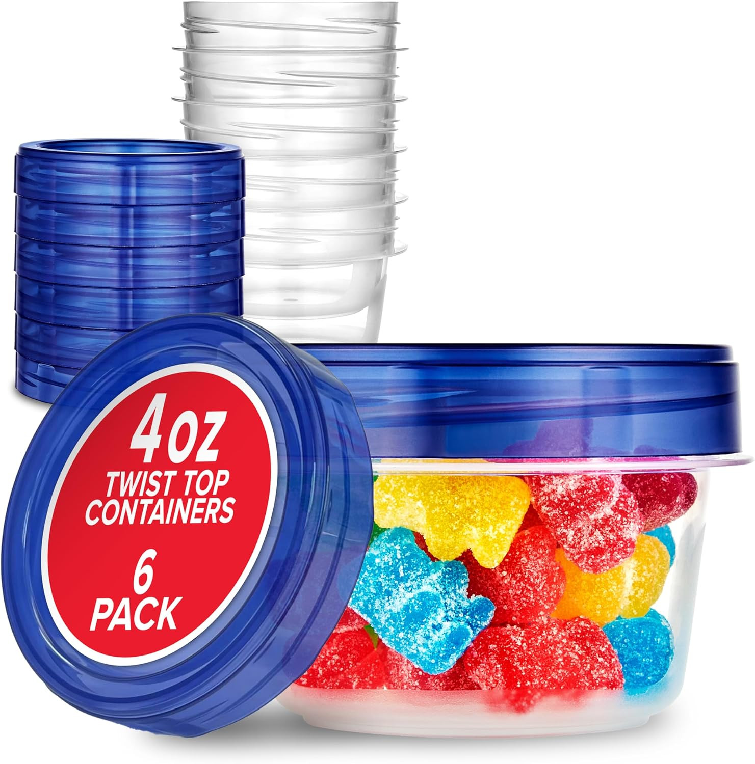 4Oz Plastic Containers with Twist Top Lids (6 Pack), 1/2 Cup Small Freezer Conta gallery