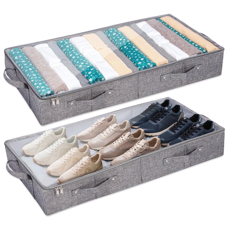 2 Pack 32L Under Bed Storage Containers Underbed Clothes Storage Bin with Zip gallery