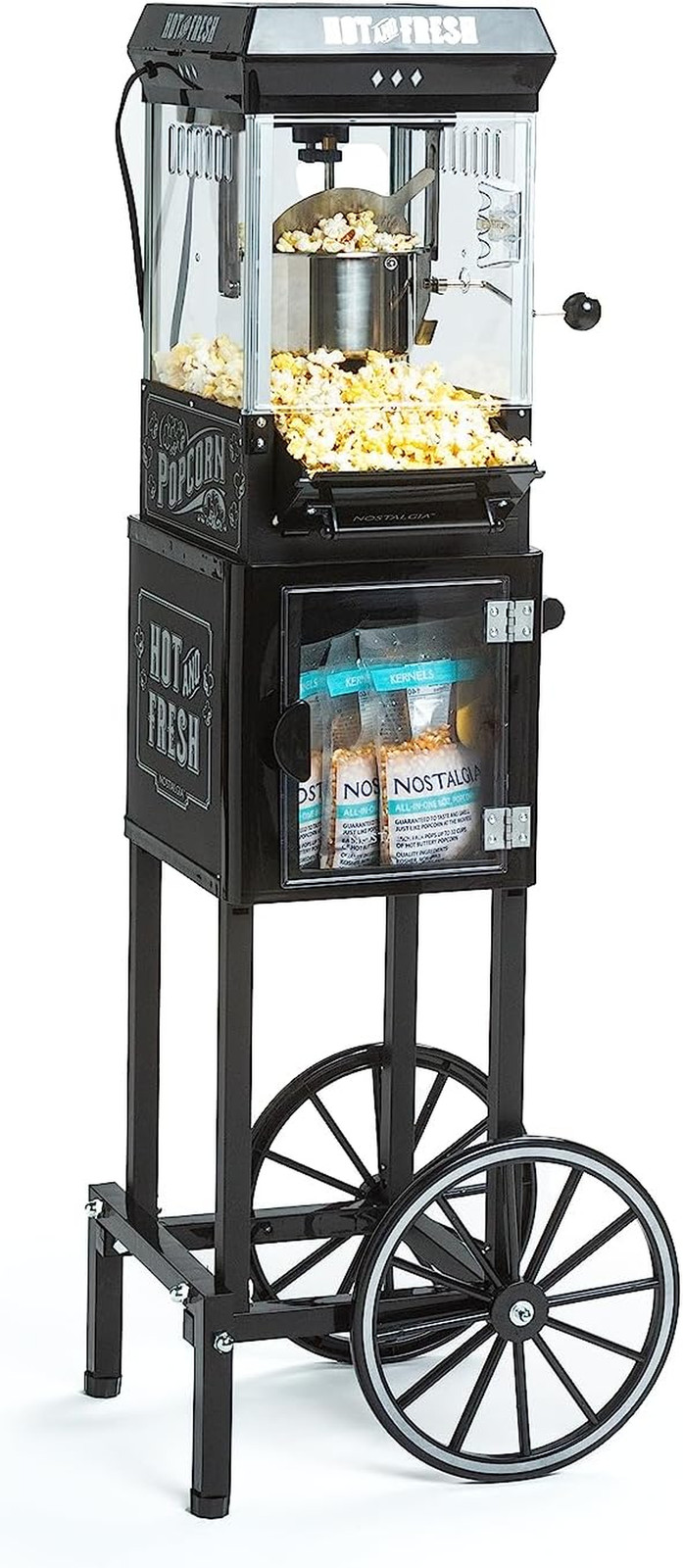Nostalgia Old Fashioned Kettle Popcorn Maker Cart Black Popper Air Hot Machine gallery
