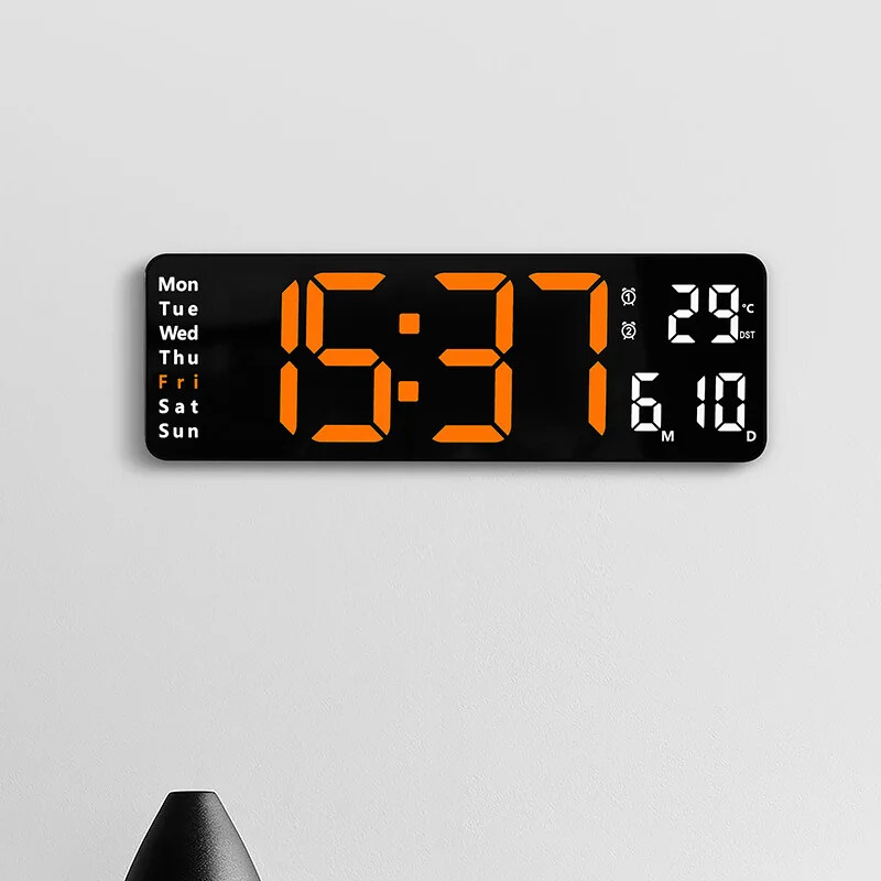 Large LED Digital Wall Clock Remote Control Temp Date Week Display Memory Watch gallery