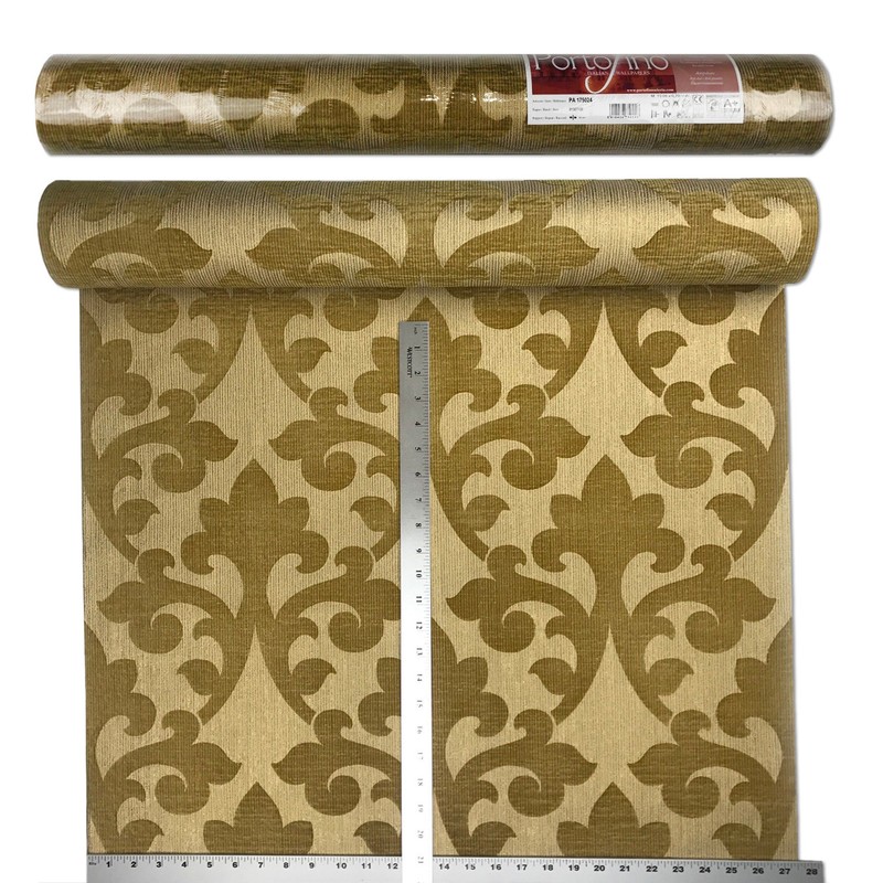 Flocking Embossed Wallpaper roll Gold Metallic flocked Textured Velour damask 3D gallery