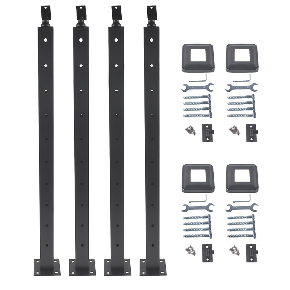 4Pack Black 35" Corner Cable Railing Post - Stainless Steel Surface Mount Kit