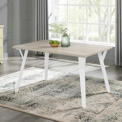Alwynn Contemporary Dining Table, White and Natural Wood