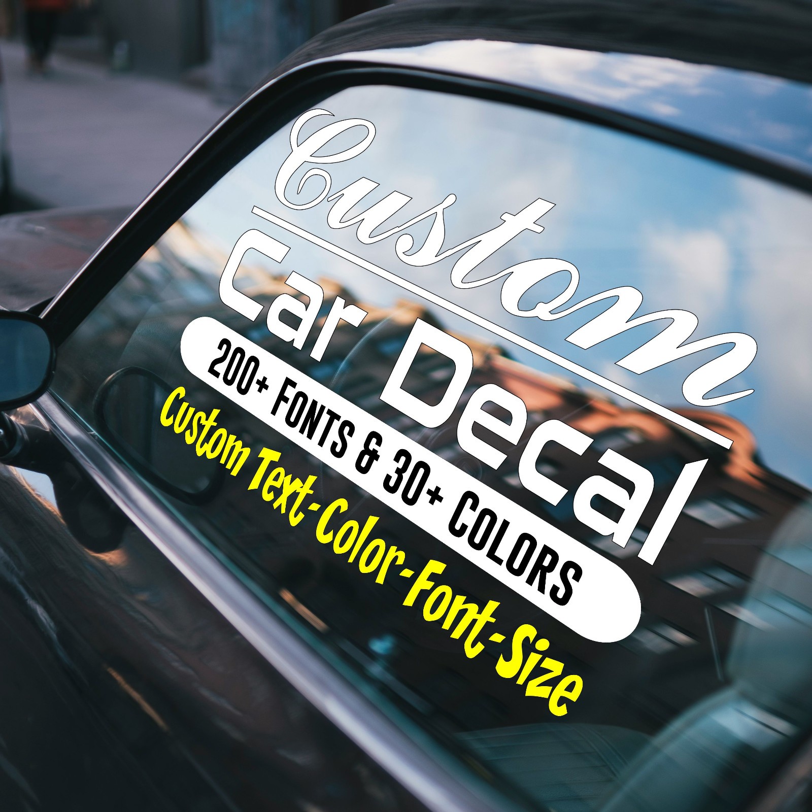 Custom Car Decal - Personalized Text Sticker Window Windshield Truck Bumper Hood gallery
