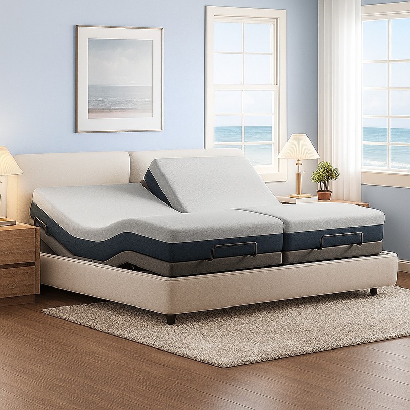 Split King Electirc Adjustable Bed Frame Base With Massage Remote USB Twin XL gallery