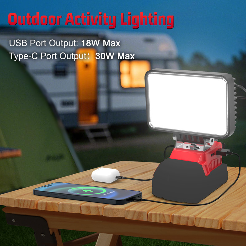 72W LED Work Light Compatible with Milwaukee 18V Battery 7200LM Flashlight USB gallery