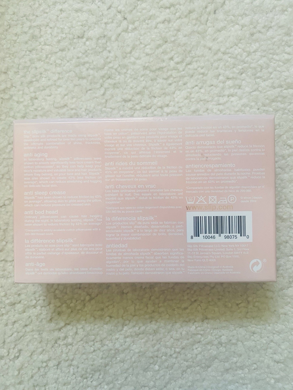 Slip Slipsilk Pure Silk Queen Pillowcase Pink Solid Zip Closure OEKO-TEX gallery