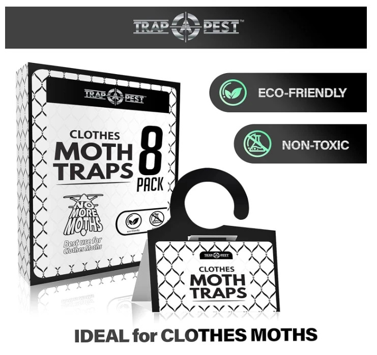 Clothing Moth Traps - 8 Pack - Non Toxic Moth Traps for Clothes with Pheromone A gallery