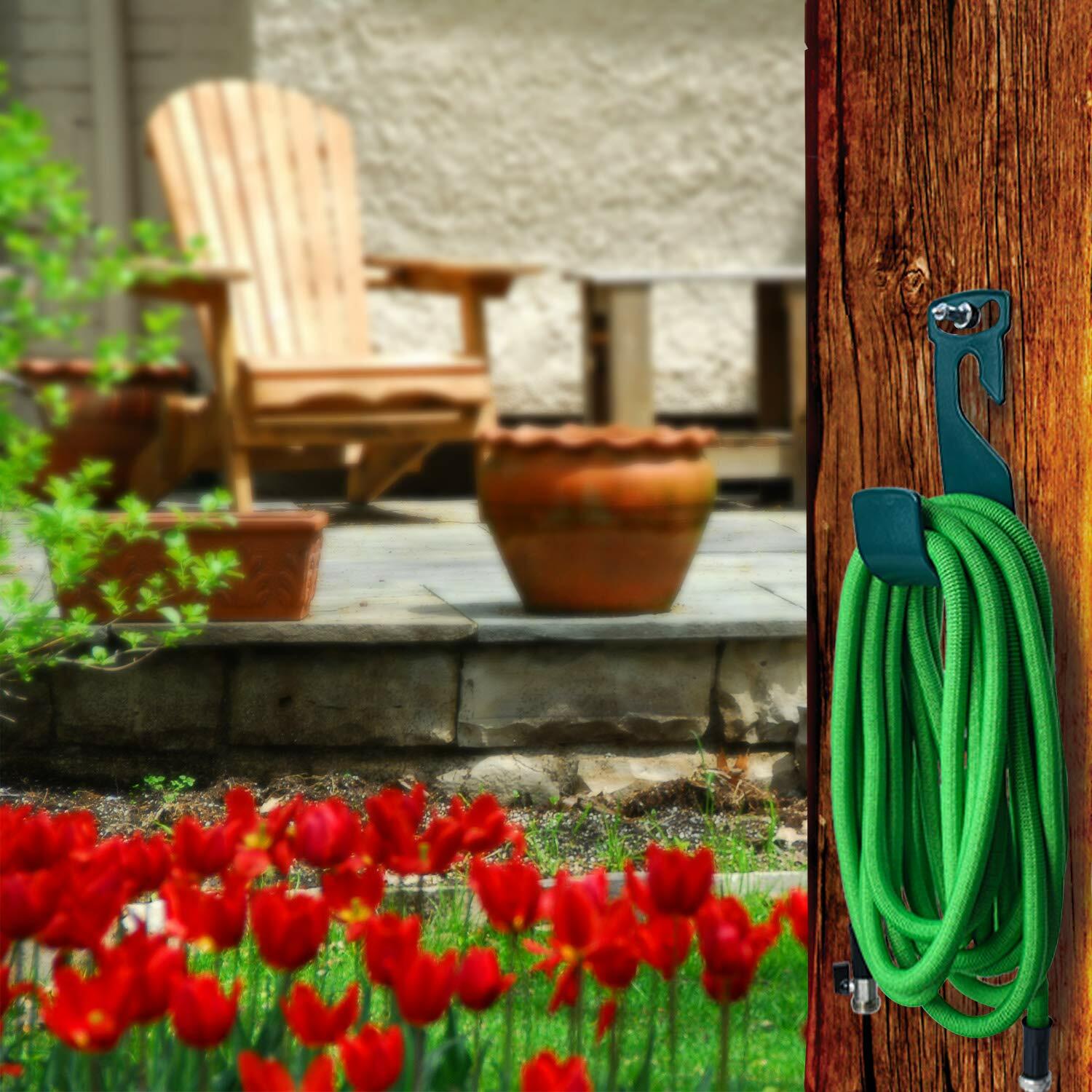 Garden Hose Hanger Spigot/Wall Mount Water Hose Holder Hook Dark Green gallery