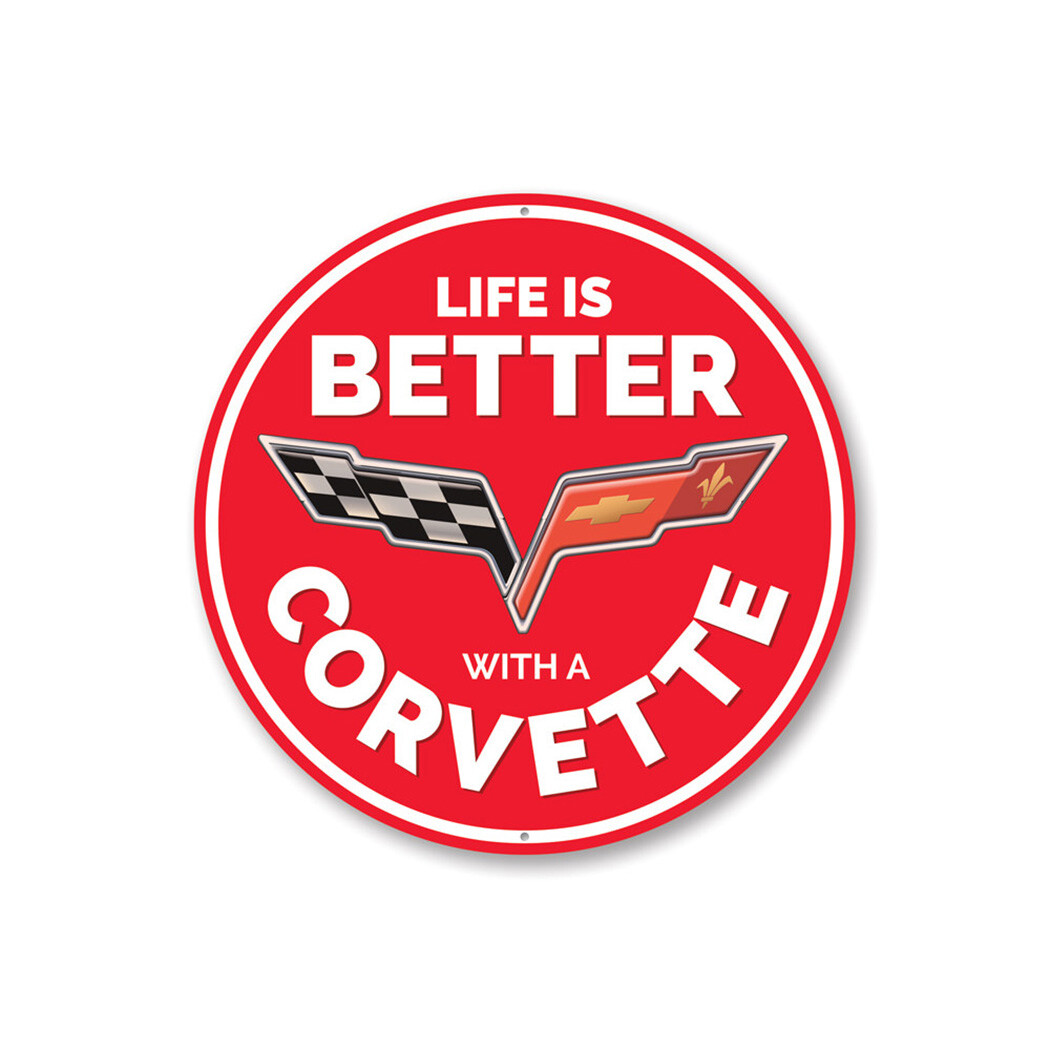 Life is Better with a Corvette, Garage Car Sign, Chevy Car Aluminum Sign gallery