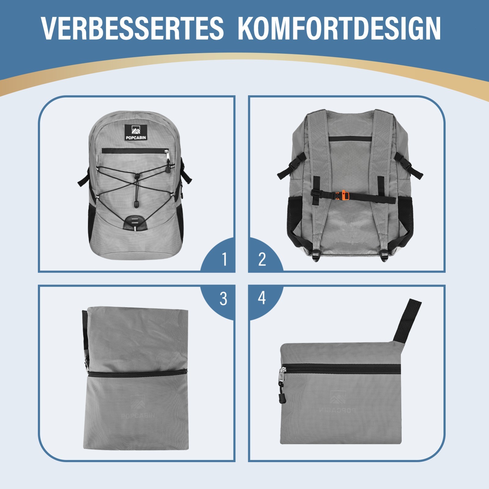 Lightweight Packable Backpack Foldable Waterproof Bag 35L Storage Gray 2-Pack 5