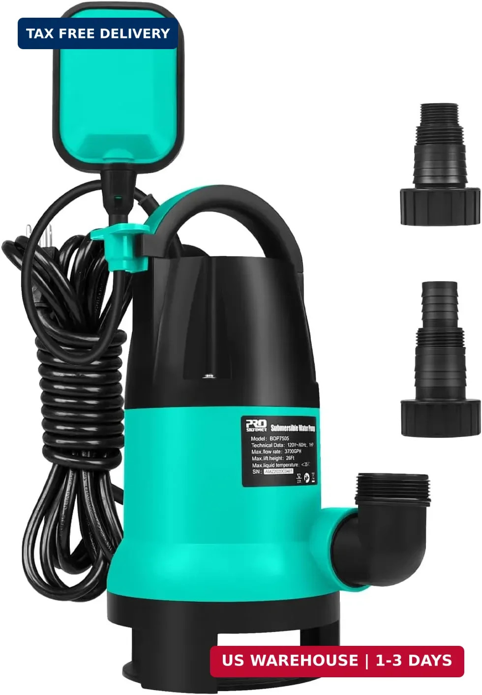 Sump Pump, Prostormer 1HP 3700GPH Submersible Clean/Dirty Water Pump with Automa gallery