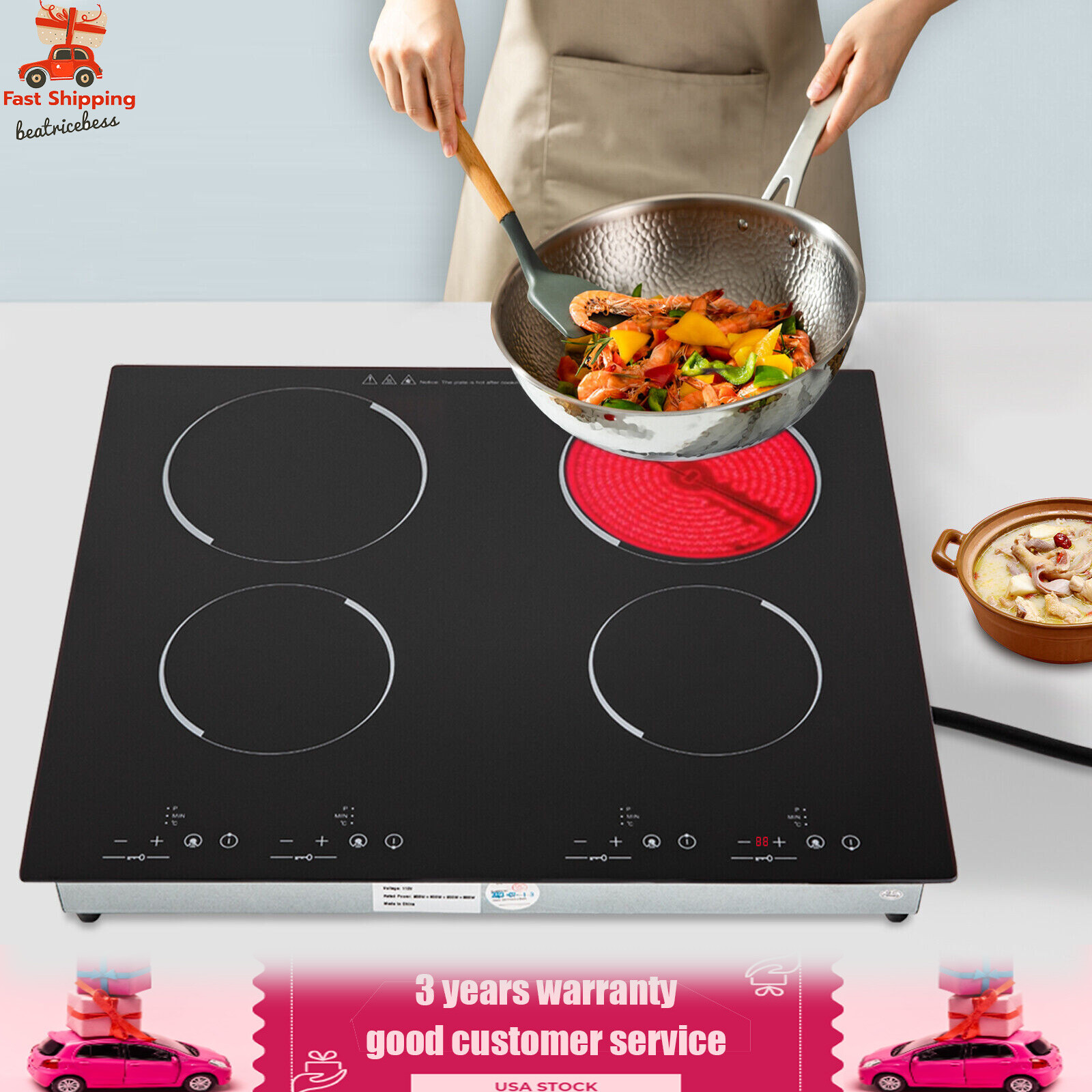 4-Burners Electric Ceramic Cooktop Built-in Cooktop Stove Ceramic Cooking Stove gallery