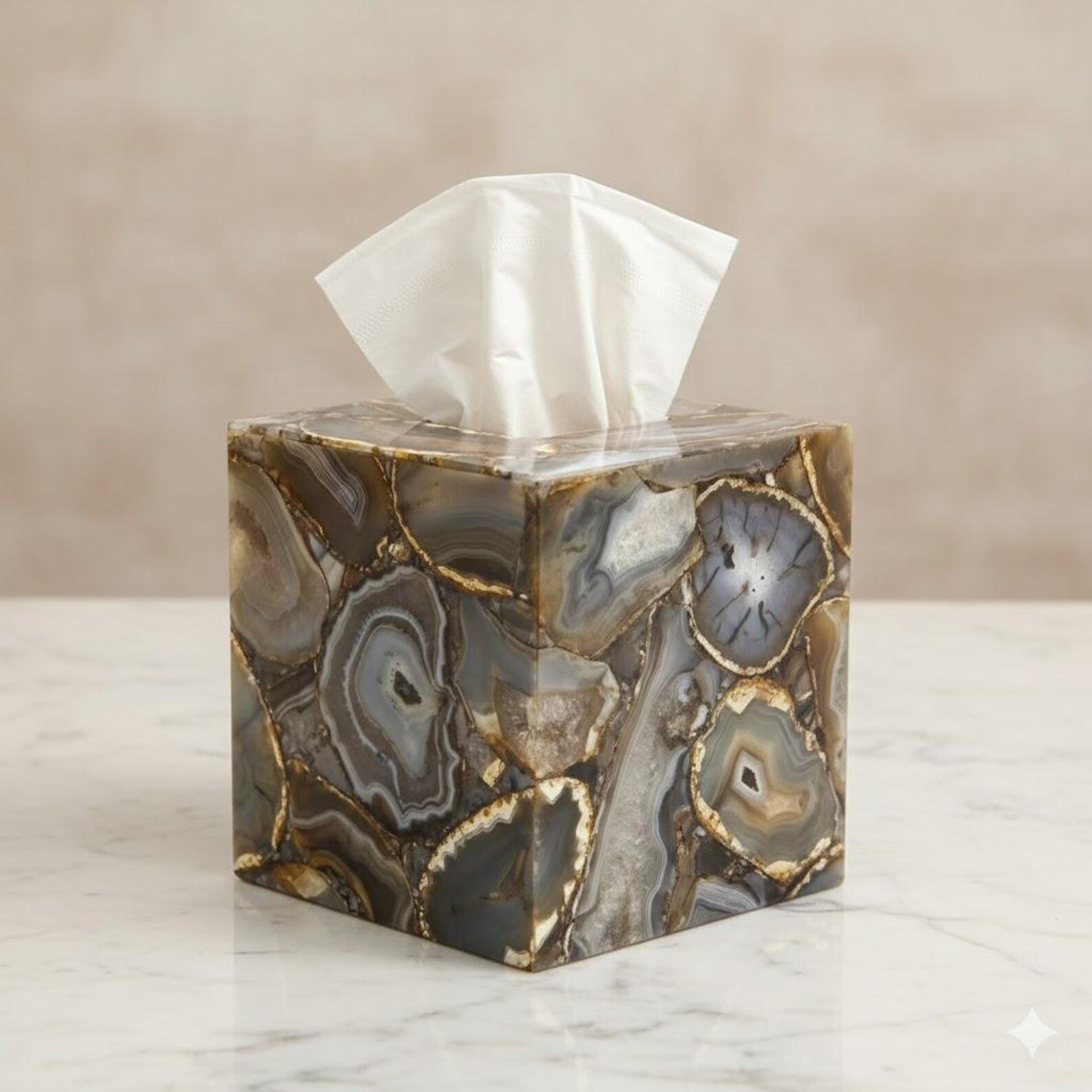 Handmade Agate Tissue Box Cover | Luxury Designer Decor gallery