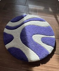 Round Hand Tufted Carpets Designer Wool Modern Rugs Fine Wool Geomatric Design