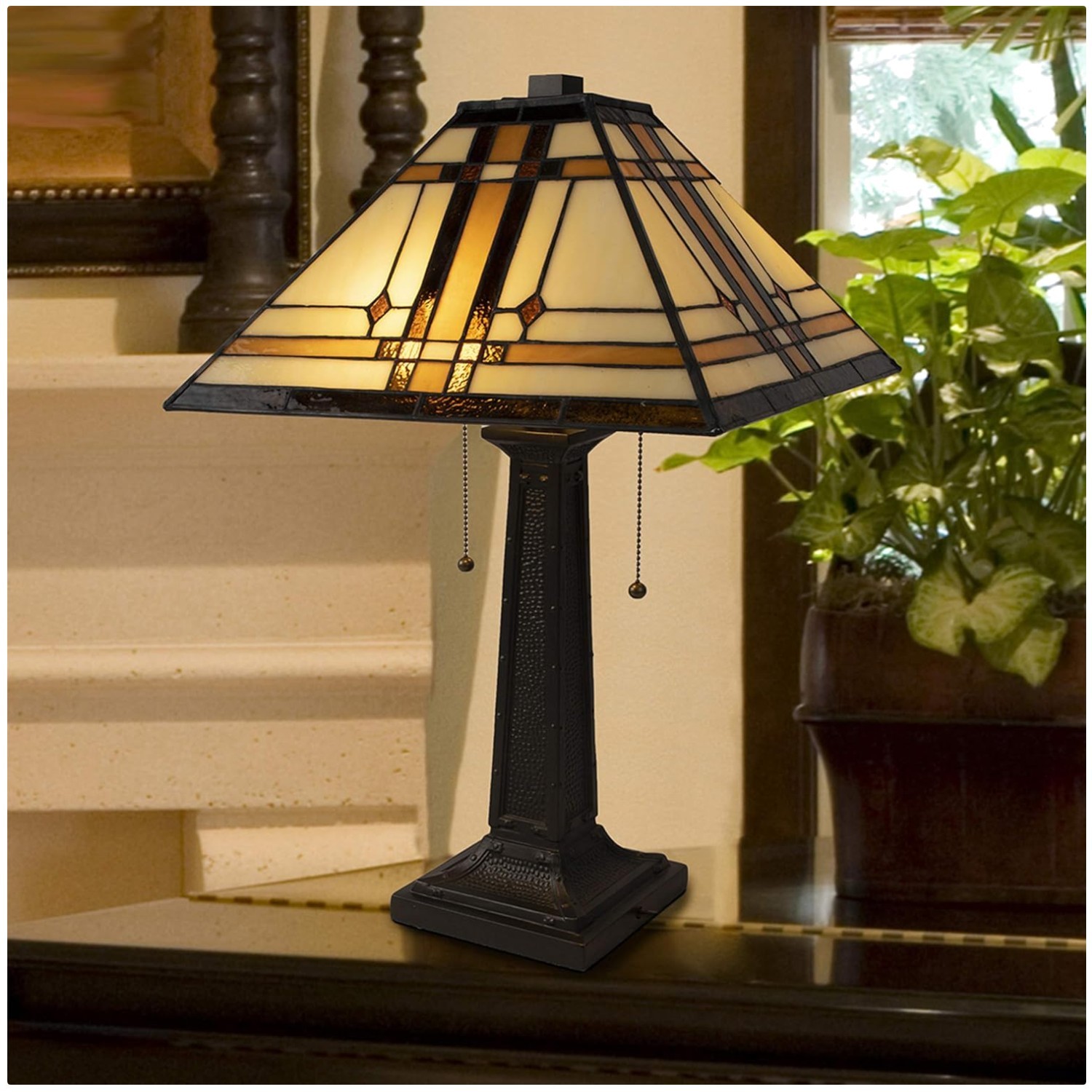 Energy Efficient Mission-Style Table Lamp with 2 LED Bulbs gallery