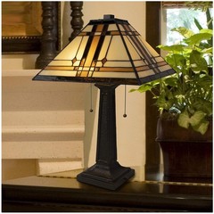 Energy Efficient Mission-Style Table Lamp with 2 LED Bulbs