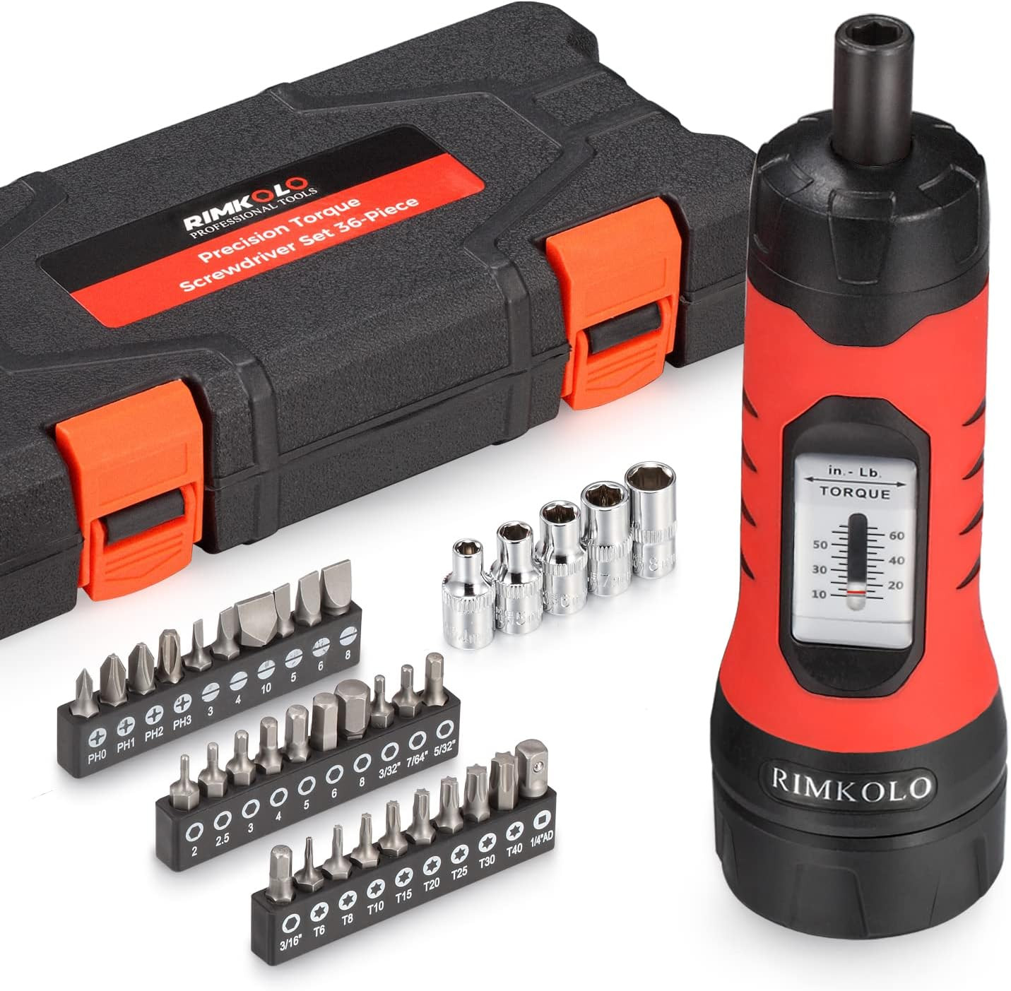 Torque Screwdriver Wrench Set (10-65 In.Lb ±1) with 29 S2 Alloy Bits & 5 Drive S gallery