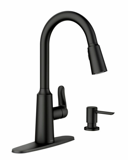 Moen Edwyn One-Handle High Arc Pulldown Kitchen Faucet - Matte Black gallery