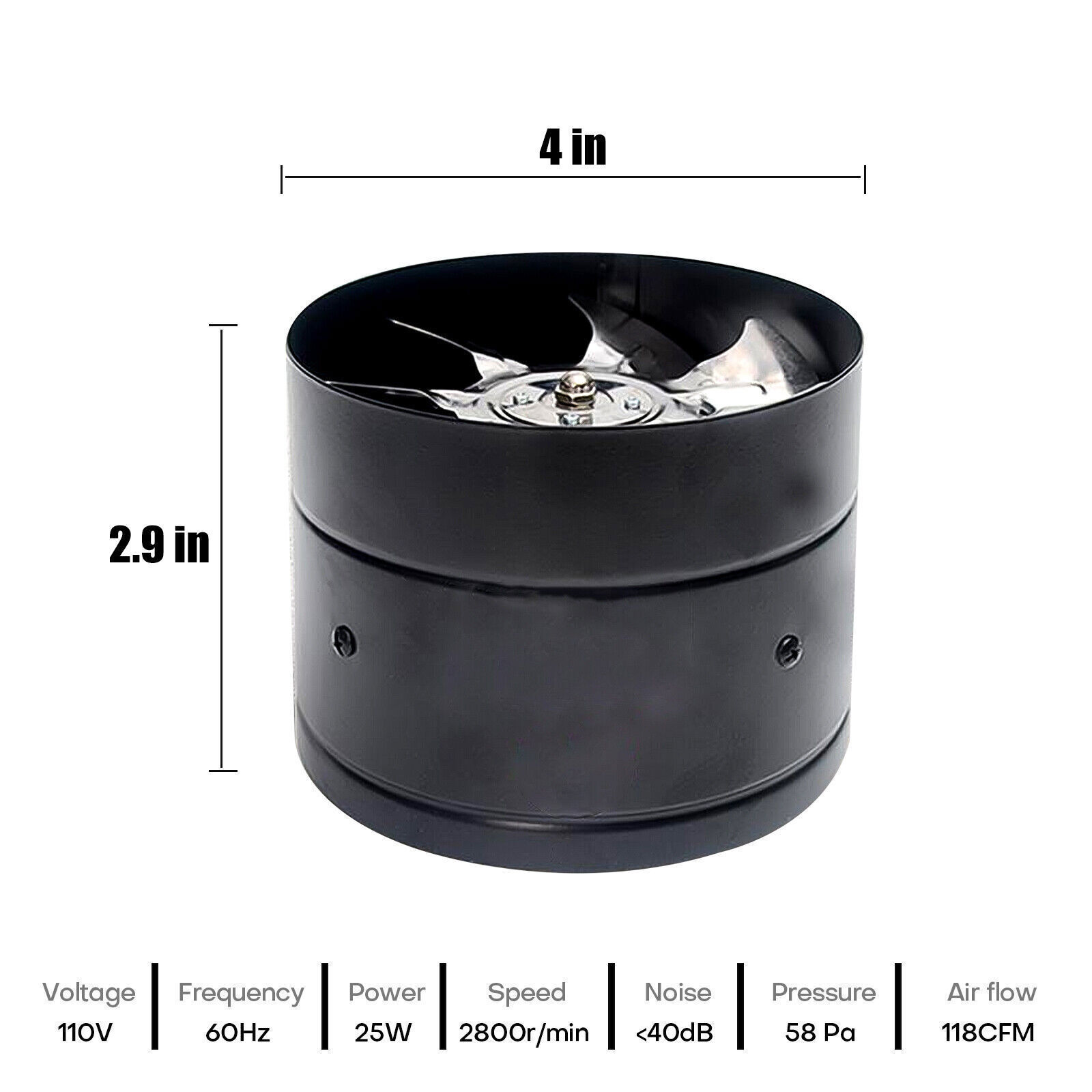 6/7/8/10" Booster Fan Inline Duct Vent Blower Exhaust Ducting Cooling Vent 110V gallery
