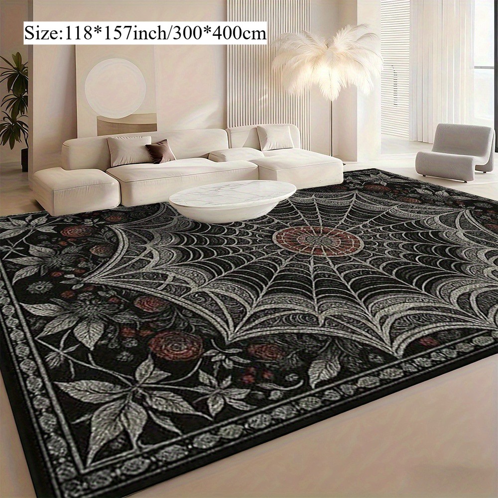 1pc Extra Large Size Area Rug,850G/M2 Velvet Dark Spider Web Texture Gothic Sty gallery