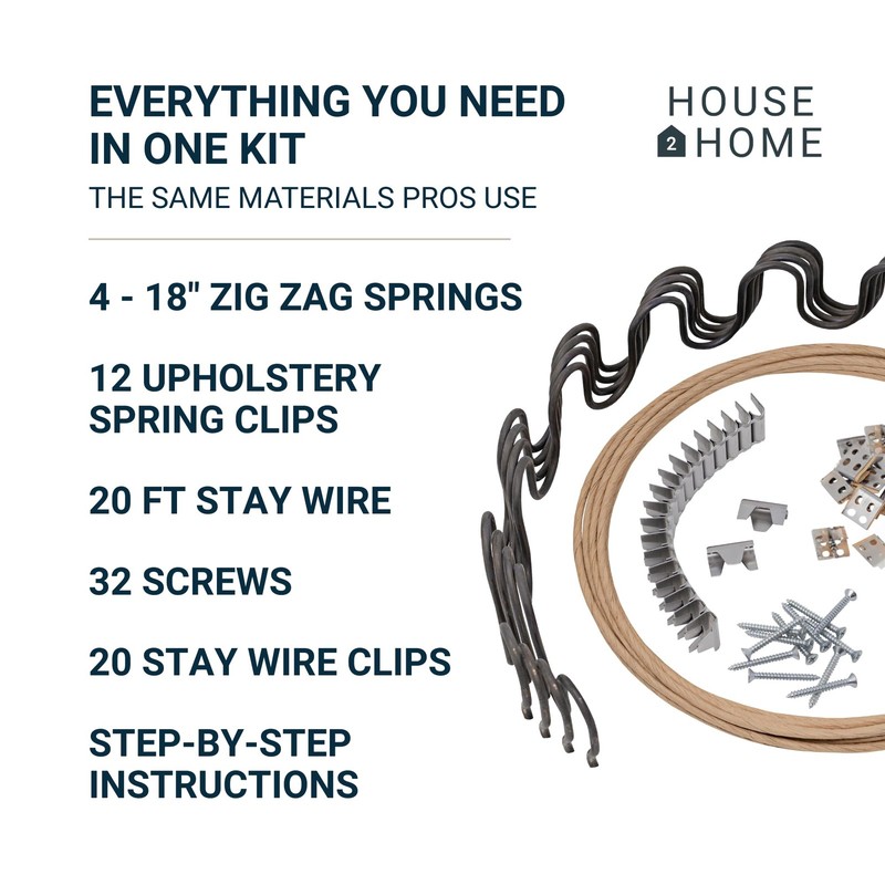Couch Spring Repair Kit Fix Sofa Springs Clips Stay Wire Screws 18 Inch gallery