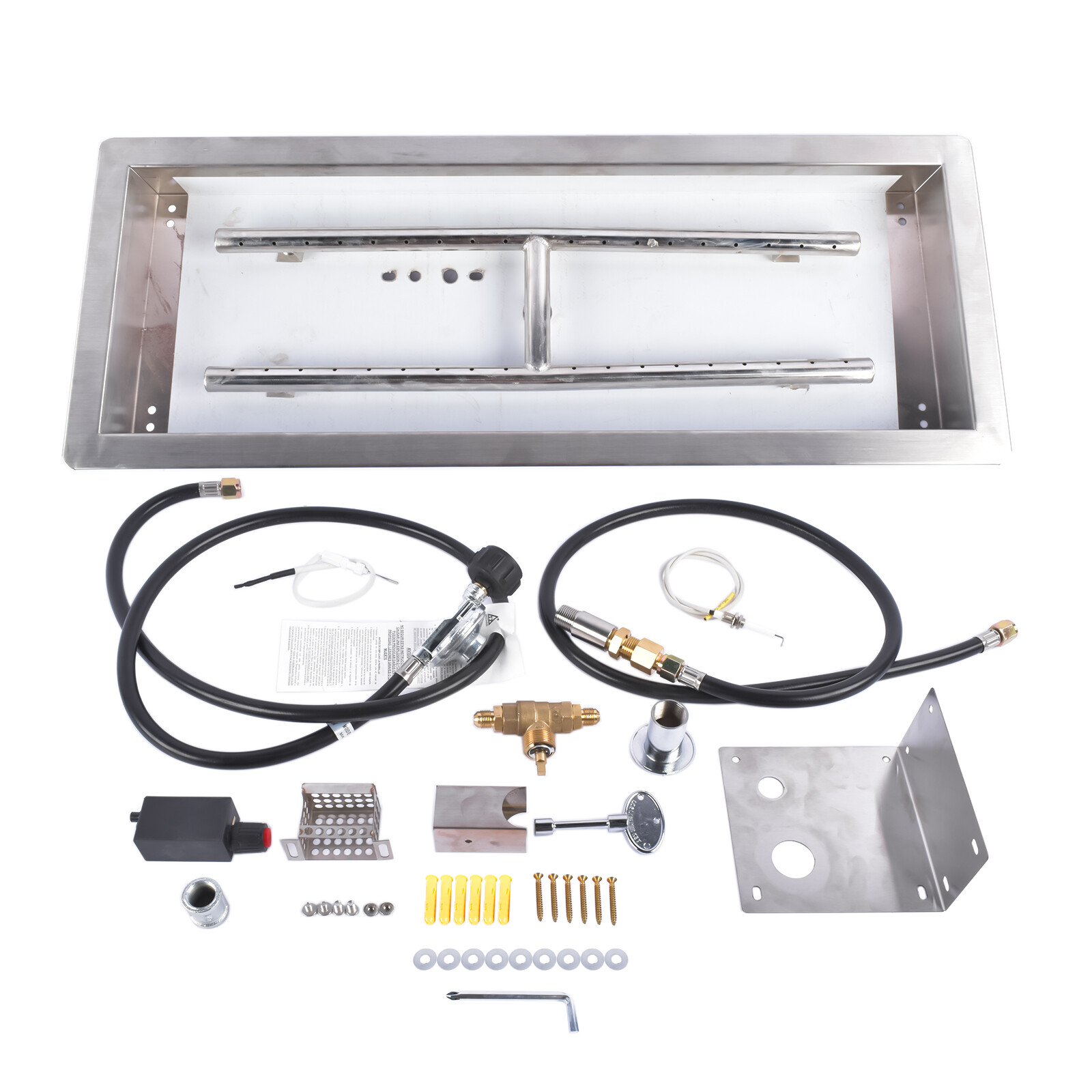 Drop-in Rectangular Stainless Steel Fire Pit Burner Kit, Propane Gas Fire Pan gallery