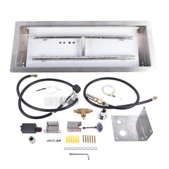 Drop-in Rectangular Stainless Steel Fire Pit Burner Kit, Propane Gas Fire Pan