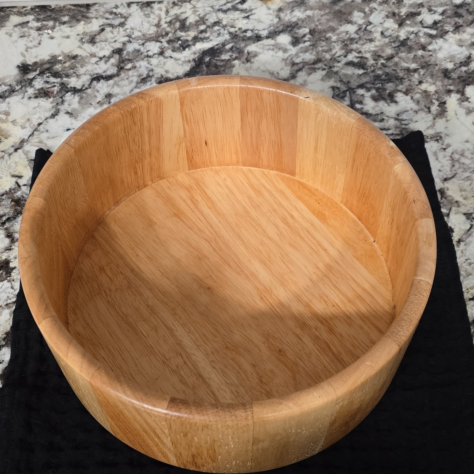 Brown Smooth Wood Round Salad Bowl Solid Plain Pattern Dinnerware for Adults gallery