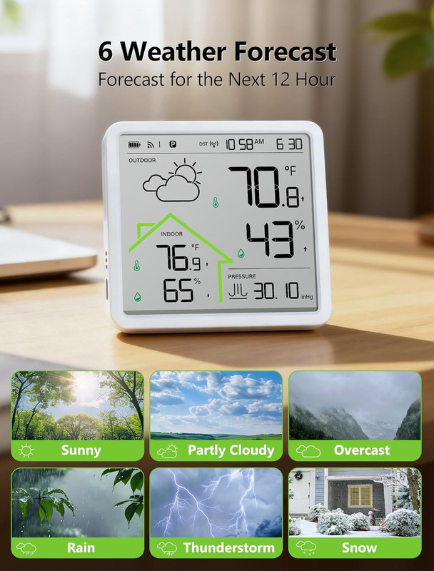 Weather Station with 1 Remote Sensor, Wireless Indoor Outdoor Thermometer Hygrom gallery