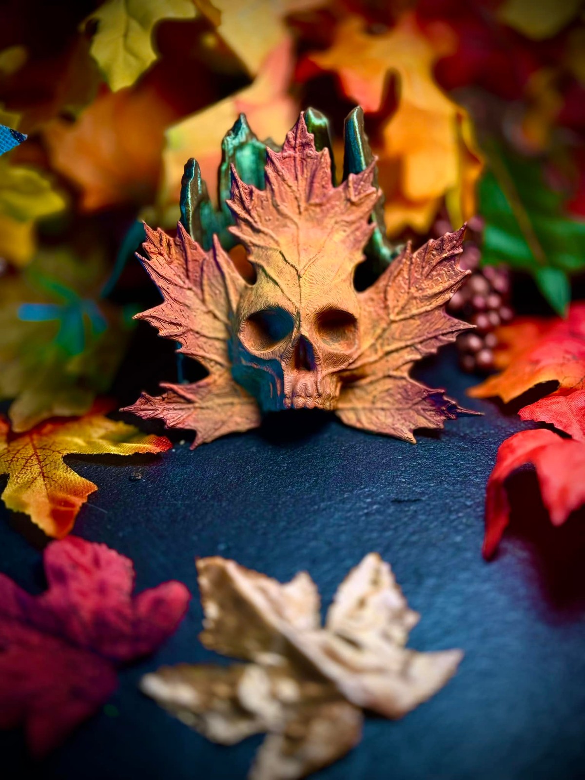{Unpainted} The Fallen Leaf - Halloween Skull Decoration - Skull Leaf gallery