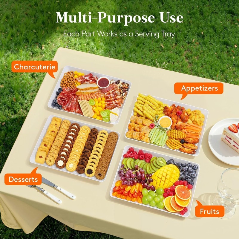 Space-Saving Stackable Serving Trays - 4 Count, Easy Clean BPA-Free Plastic gallery