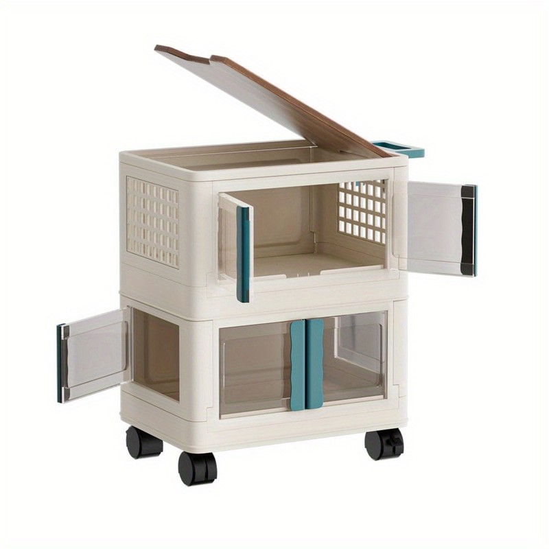 Stackable Storage Bins with Lids - Folding Storage Box with Doors and Wheel gallery